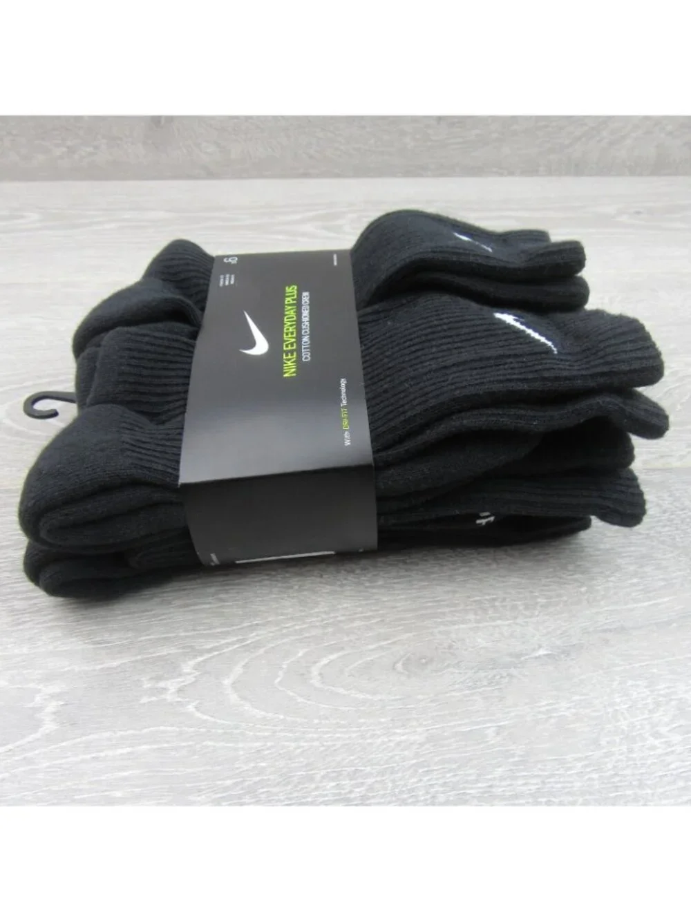 Nike Everyday Plus Dri-Fit Black Crew Socks (6 Pk) Womens 6-10 / Youth 5Y-7Y NEW